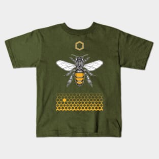 bee and hexagonal pattern Kids T-Shirt